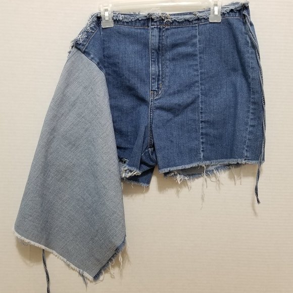 American Eagle skort 18 distressed frayed tie side wrap denim jean cut off waist - Picture 5 of 16